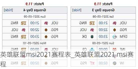英雄联盟msi2021赛程表_英雄联盟2021 msi赛程