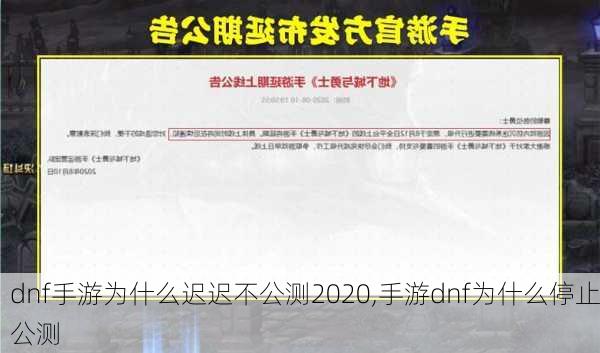 dnf手游为什么迟迟不公测2020,手游dnf为什么停止公测