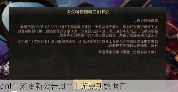 dnf手游更新公告,dnf手游更新数据包