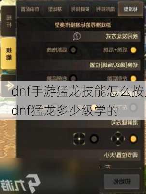 dnf手游猛龙技能怎么按,dnf猛龙多少级学的