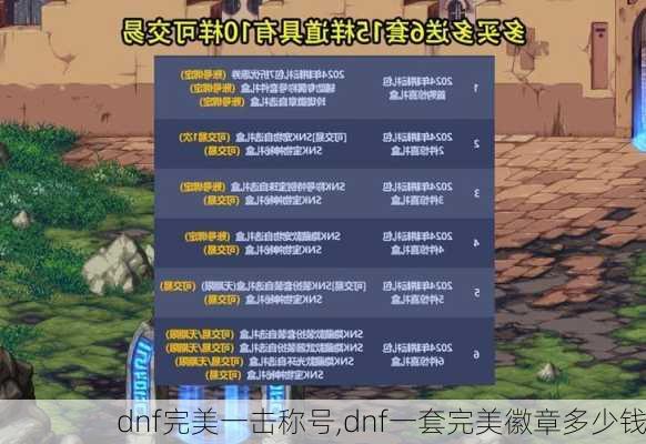 dnf完美一击称号,dnf一套完美徽章多少钱