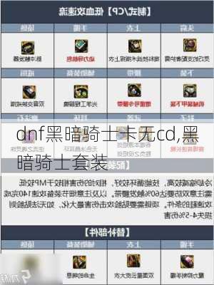 dnf黑暗骑士卡无cd,黑暗骑士套装