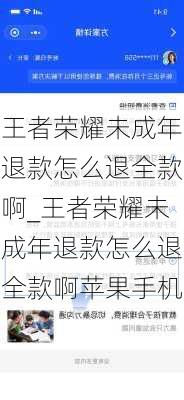 王者荣耀未成年退款怎么退全款啊_王者荣耀未成年退款怎么退全款啊苹果手机