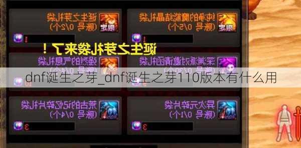 dnf诞生之芽_dnf诞生之芽110版本有什么用