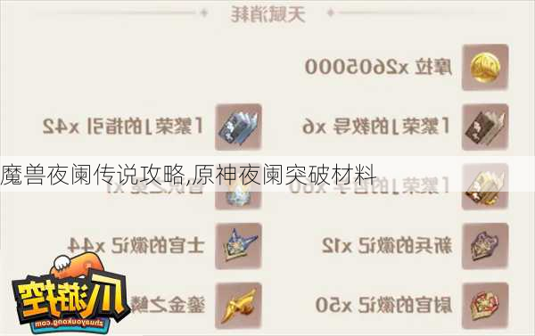 魔兽夜阑传说攻略,原神夜阑突破材料