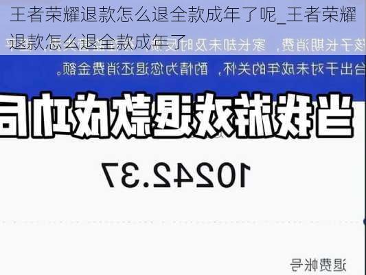 王者荣耀退款怎么退全款成年了呢_王者荣耀退款怎么退全款成年了