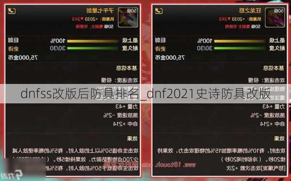 dnfss改版后防具排名_dnf2021史诗防具改版