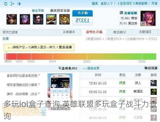 多玩lol盒子查询,英雄联盟多玩盒子战斗力查询