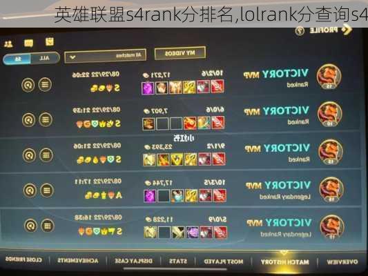 英雄联盟s4rank分排名,lolrank分查询s4