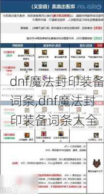 dnf魔法封印装备词条,dnf魔法封印装备词条大全