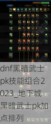 dnf黑暗武士pk技能组合2023_地下城黑暗武士pk加点排列