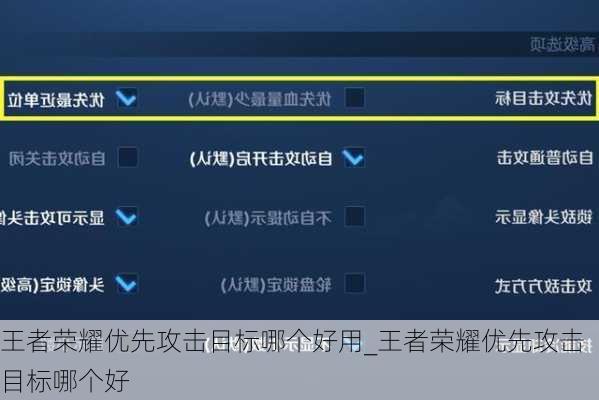 王者荣耀优先攻击目标哪个好用_王者荣耀优先攻击目标哪个好
