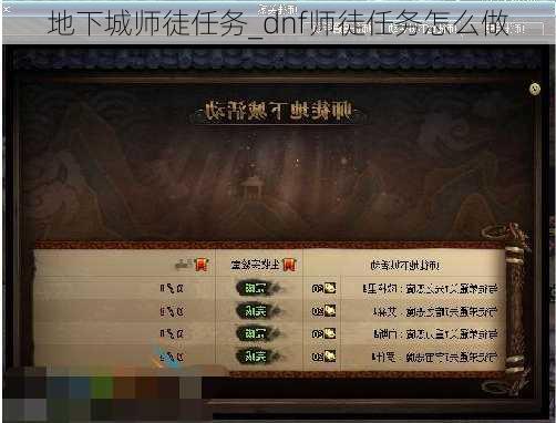 地下城师徒任务_dnf师徒任务怎么做