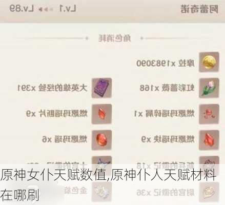 原神女仆天赋数值,原神仆人天赋材料在哪刷