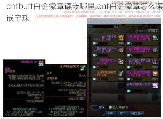 dnfbuff白金徽章镶嵌哪里,dnf白金徽章怎么镶嵌宝珠