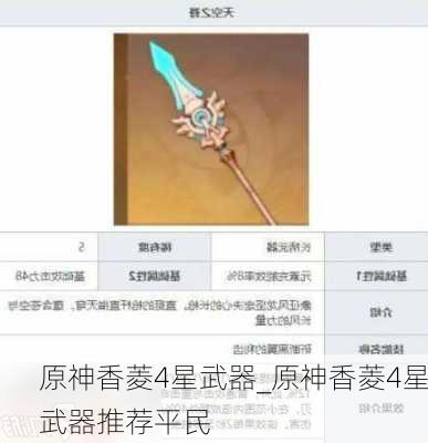 原神香菱4星武器_原神香菱4星武器推荐平民