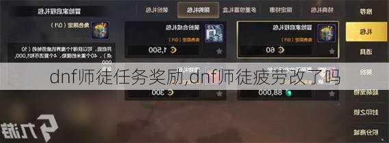 dnf师徒任务奖励,dnf师徒疲劳改了吗