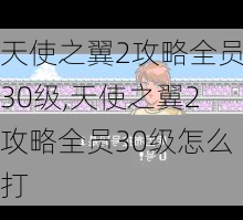 天使之翼2攻略全员30级,天使之翼2攻略全员30级怎么打