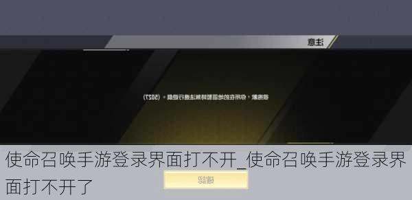 使命召唤手游登录界面打不开_使命召唤手游登录界面打不开了