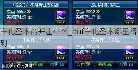 净化圣水能开出什么_dnf净化圣水哪里得到