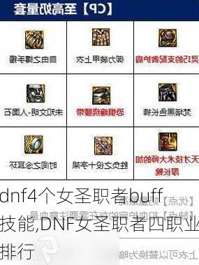 dnf4个女圣职者buff技能,DNF女圣职者四职业排行