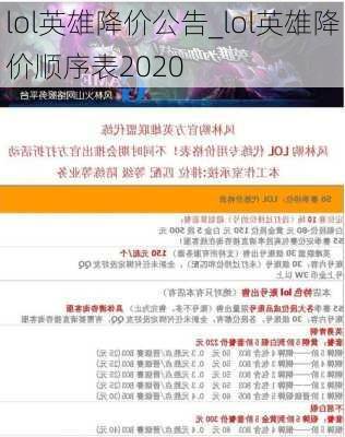 lol英雄降价公告_lol英雄降价顺序表2020