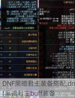 DNF黑暗君主装备搭配,dnf黑暗君主buff装备