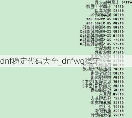 dnf稳定代码大全_dnfwg稳定