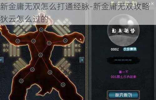 新金庸无双怎么打通经脉-新金庸无双攻略狄云怎么过的