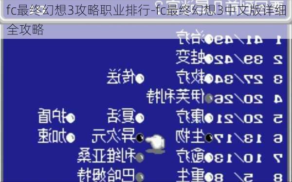 fc最终幻想3攻略职业排行-fc最终幻想3中文版详细全攻略