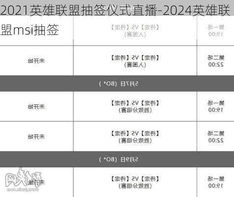 2021英雄联盟抽签仪式直播-2024英雄联盟msi抽签