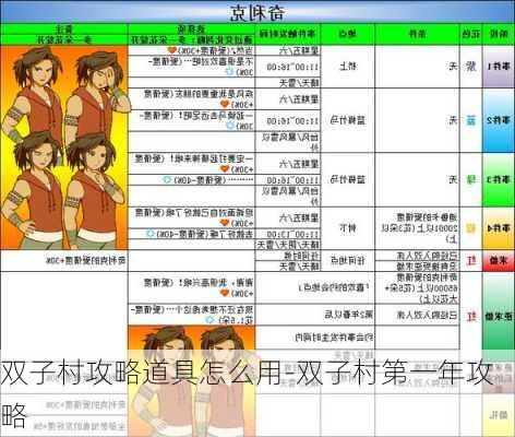 双子村攻略道具怎么用-双子村第一年攻略