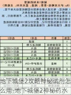 地下城堡2攻略神秘试剂怎么用-地下城堡2神秘药水